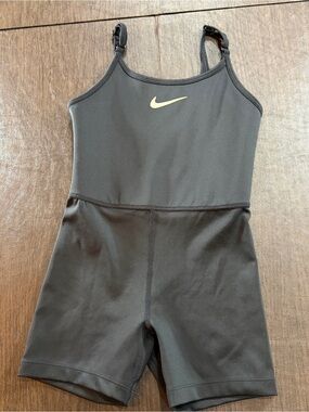 Kids Nike Girl's One-Piece Athletic Dri-Fit Romper Black with White Swoosh Sz S